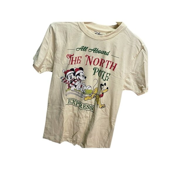 Disney Christmas Shirt  Medium Mickey Minnie Pluto North Pole Express - Picture 2 of 4